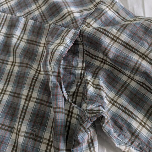 Columbia Plaid Button-up Shirt Men's Large Insect Blocker Roll-Tab Long Sleeve - Picture 13 of 16